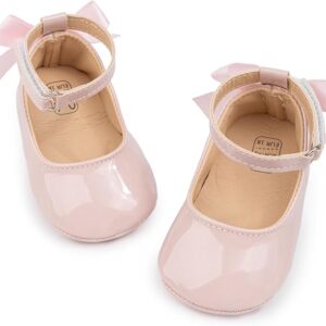 CENCIRILY Infant Bab y Girls Mary Jane Flats Non Slip Soft Sole Prewalker Princess Wedding Dress Shoes